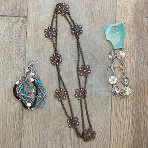 Floral Pink and Brown Necklace